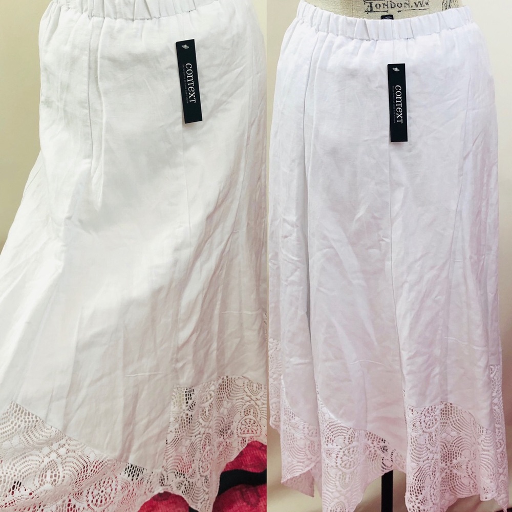 NWT LORD & TAYLOR WHITE LINEN SKIRT